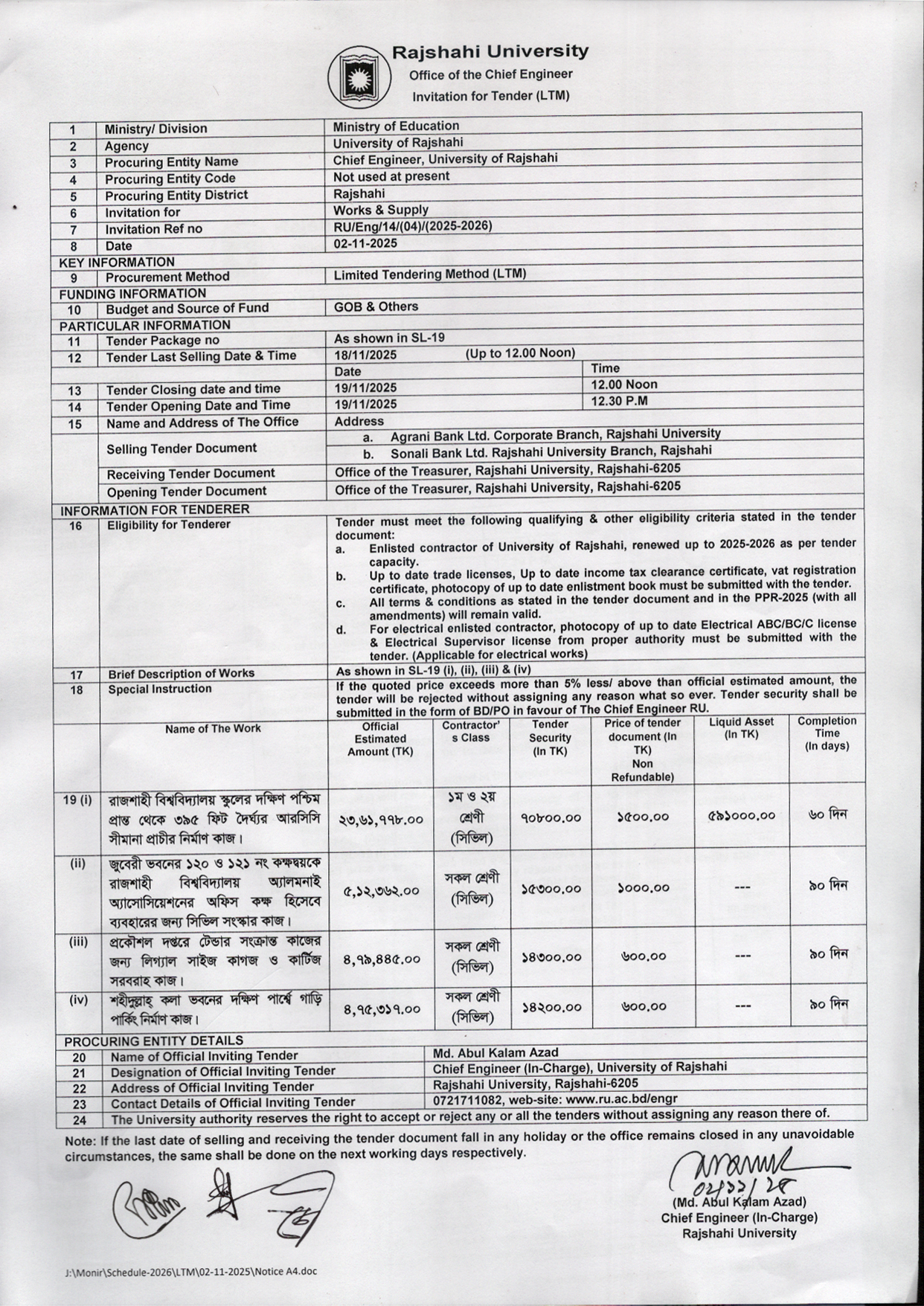 Limited Tendering Method 02-11-2025